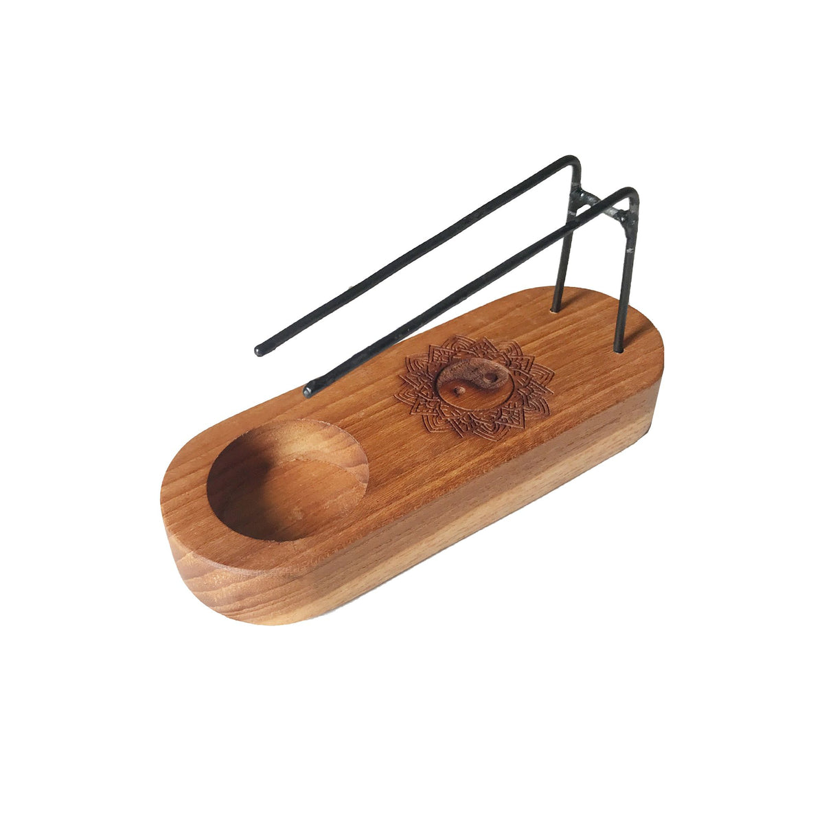 Piccolo Bruciatore per Palo Santo in Legno di Teak - Design Yin & Yang