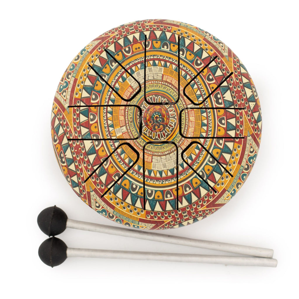 Happy Drum piccolo – Mandala Om, 13 × 9 cm