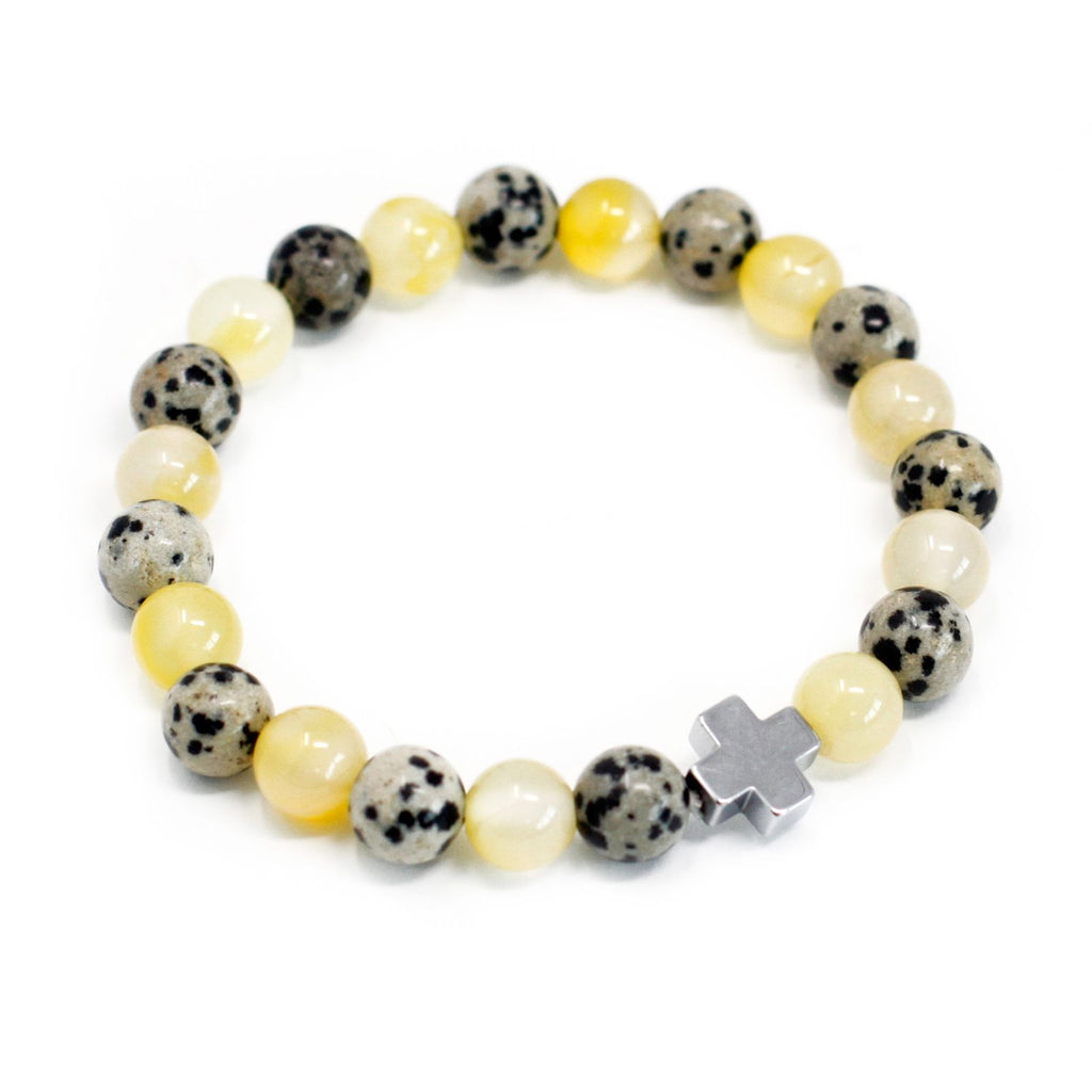 Set 2 Bracciali dell'Amicizia con Gemme - Protezione - Diaspro Dalmata & Agata Gialla