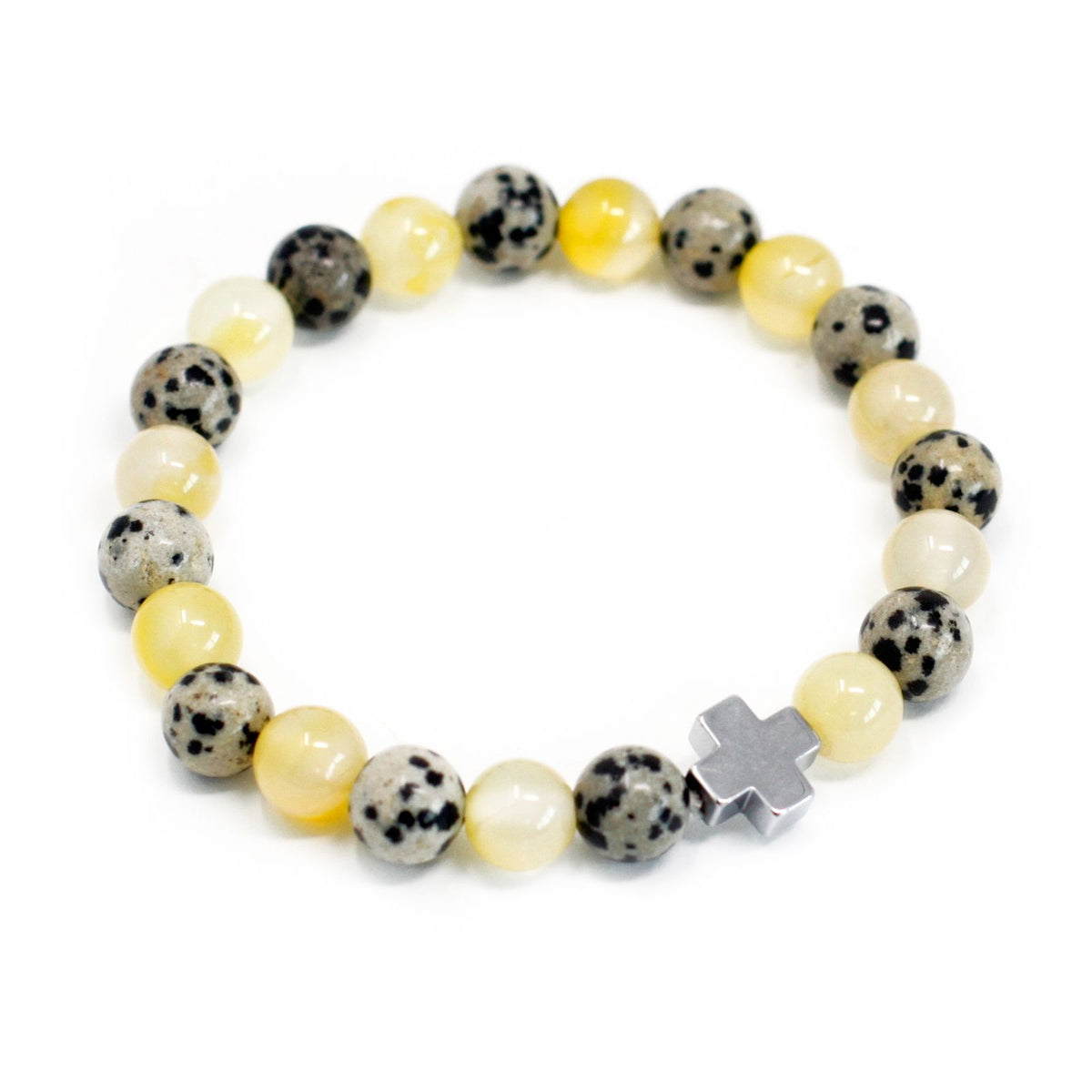 Set 2 Bracciali dell'Amicizia con Gemme - Protezione - Diaspro Dalmata & Agata Gialla
