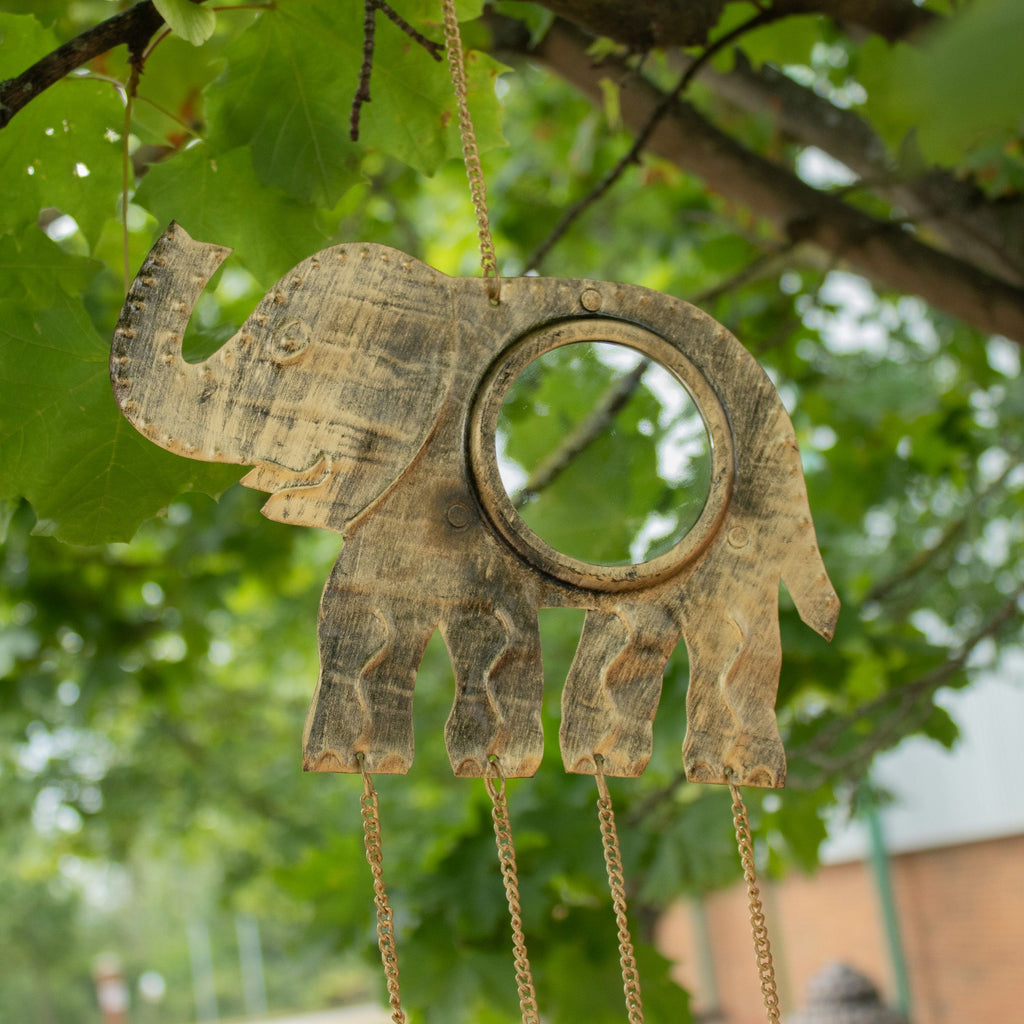 Campanelli Indiani - Elefante Grande con Specchio 4 Campane - 24x60cm