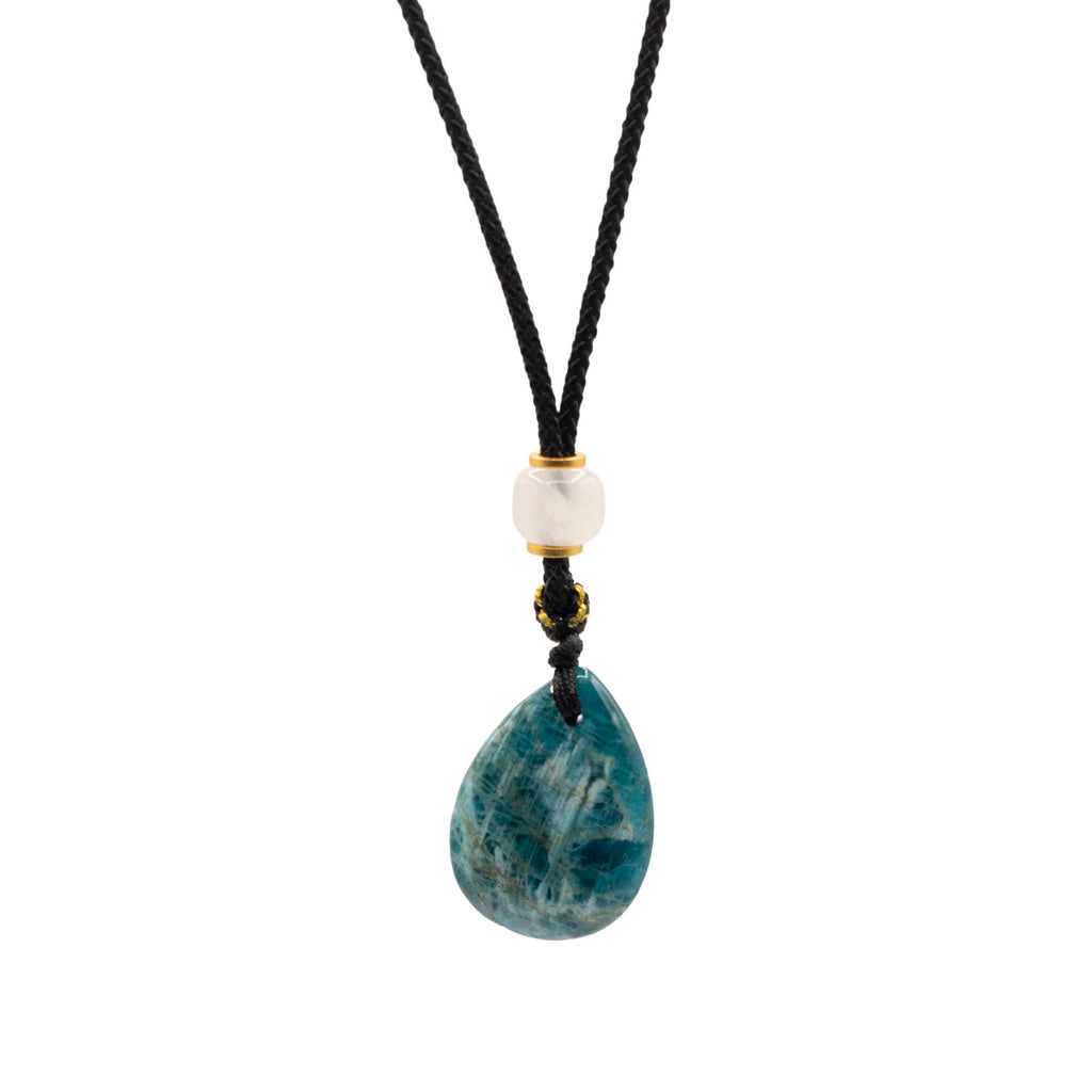 Collana con Cordino e Ciondolo in Gemma - Howlite a Goccia