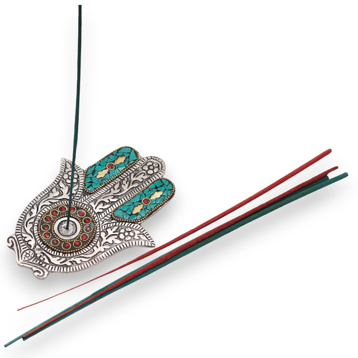 Portaincenso Hamsa Piccolo Verde - 13 x 5,5 cm