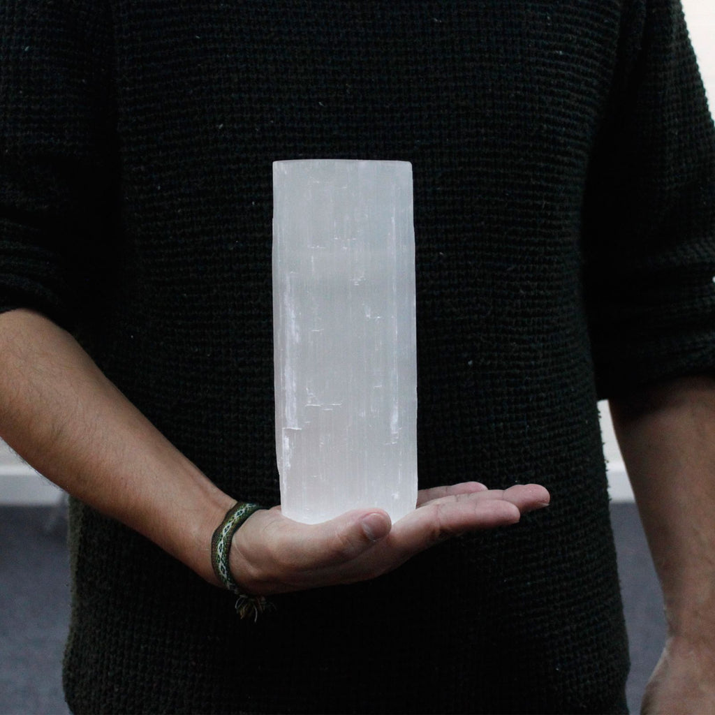 Portacandela Cilindrico in Selenite - 20 cm