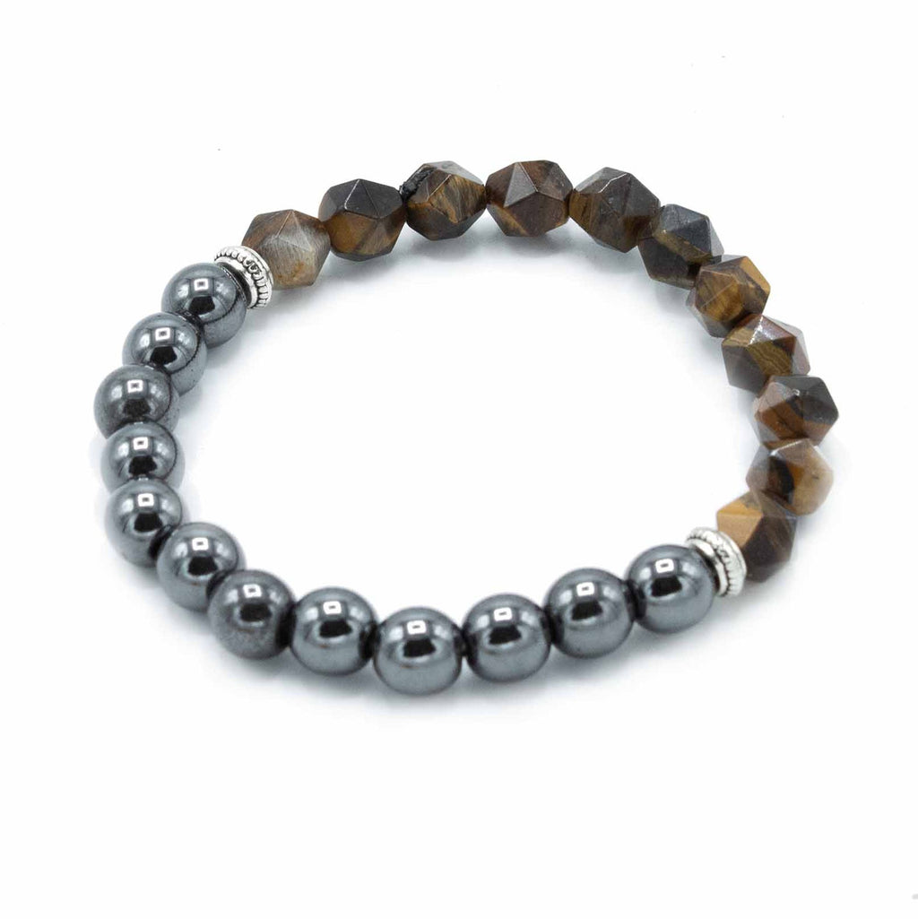 Bracciale con Gemme Sfaccettate - Occhio di Tigre Magnetico
