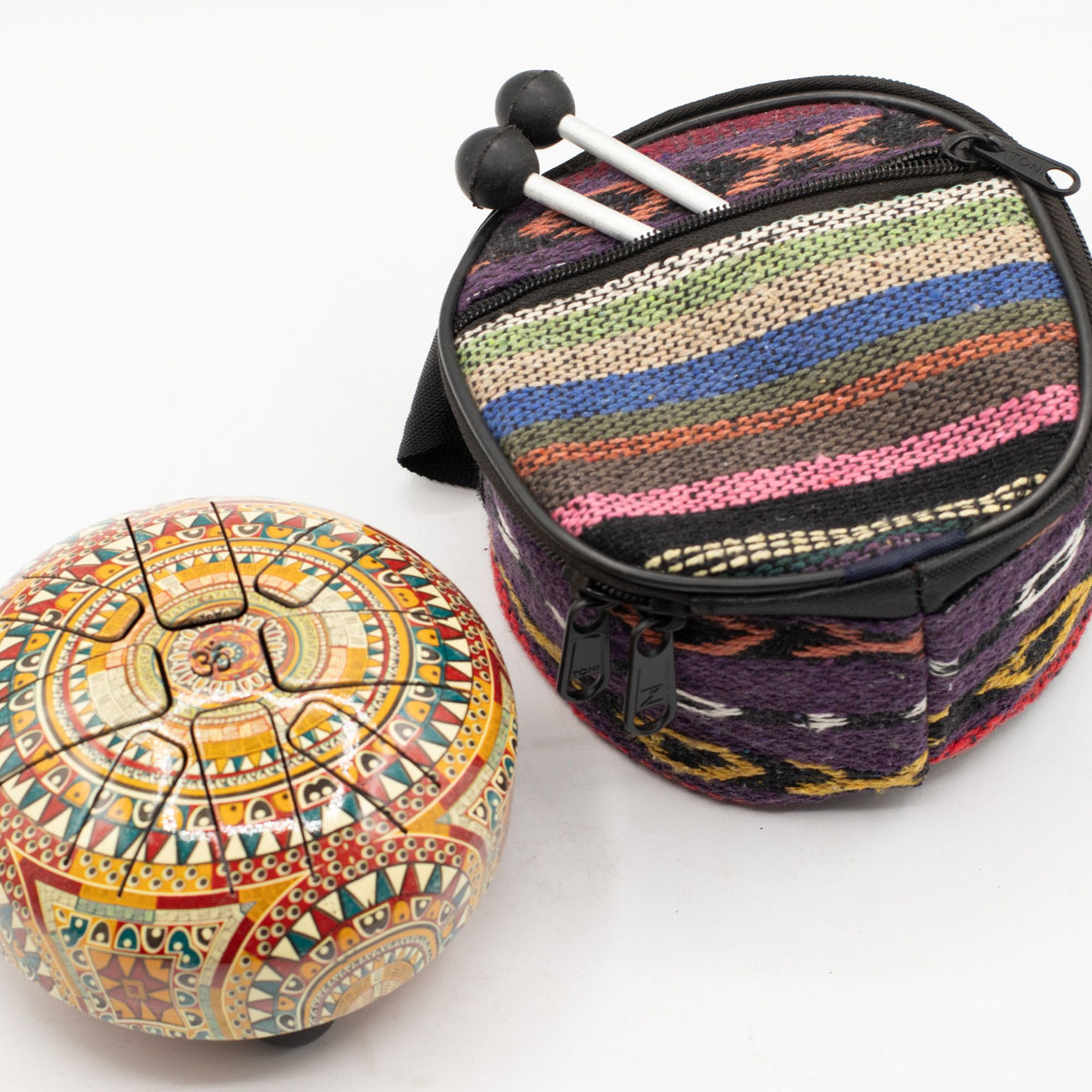 Happy Drum piccolo – Mandala Om, 13 × 9 cm