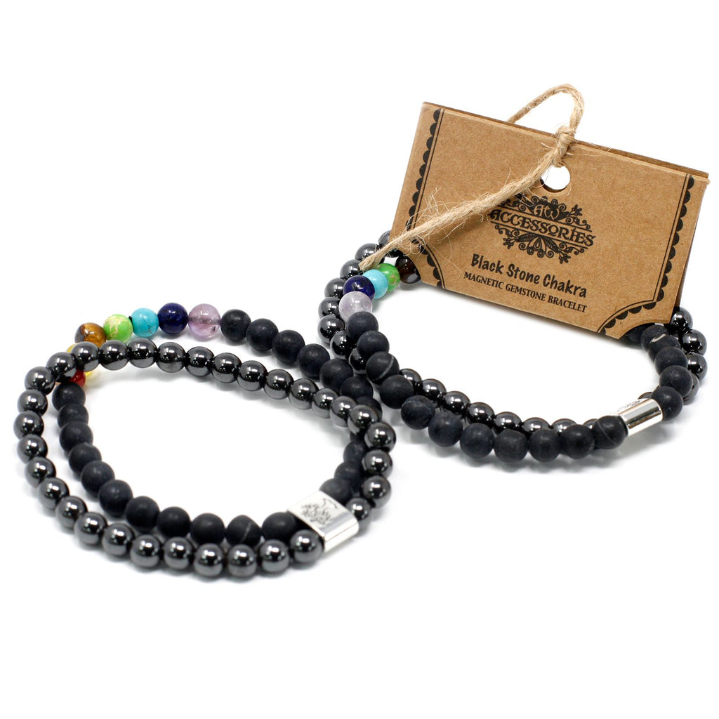 Bracciale Magnetico in Pietra Preziosa - Pietra Nera Chakra