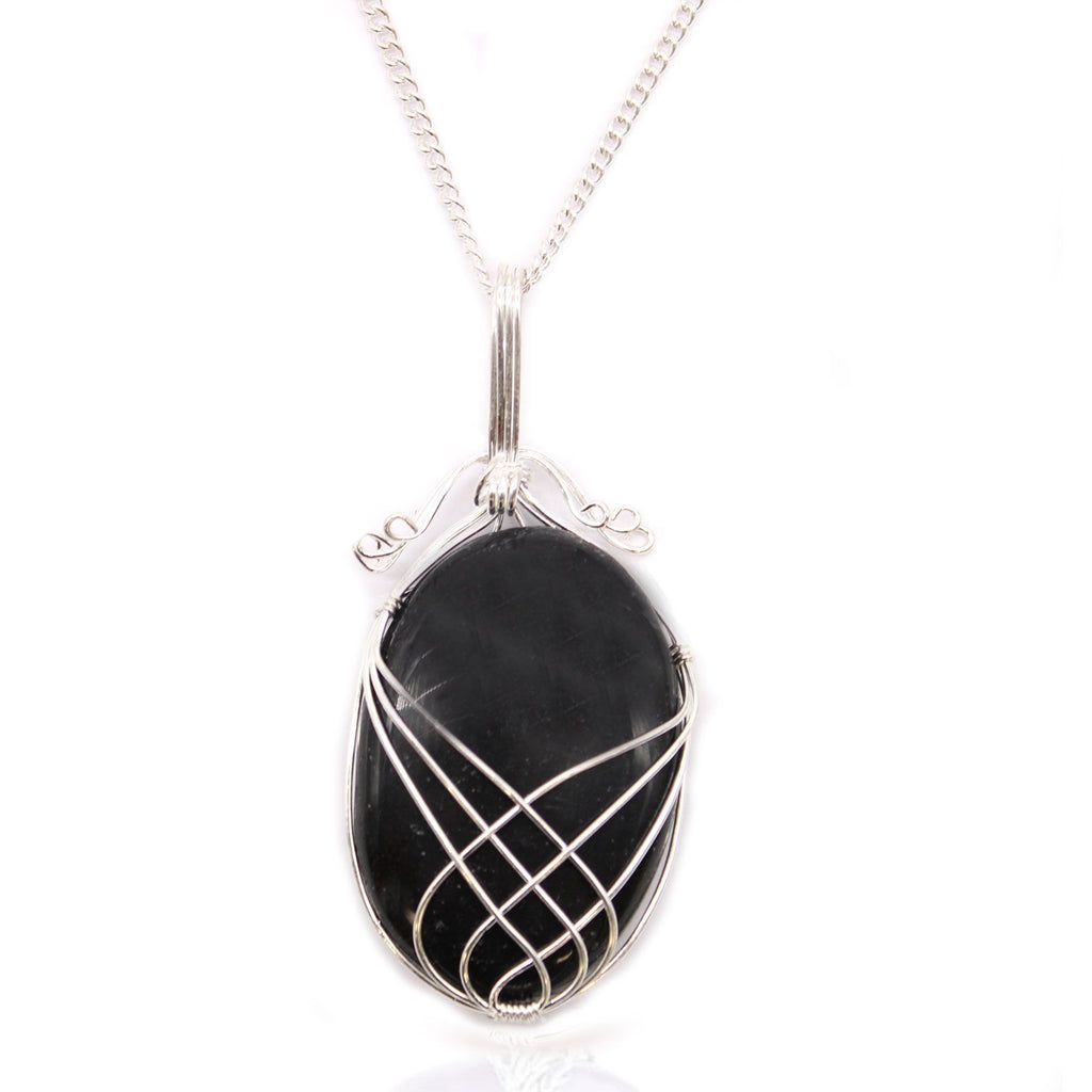 Collana con Pietra Preziosa Avvolta a Spirale - Onice Nero