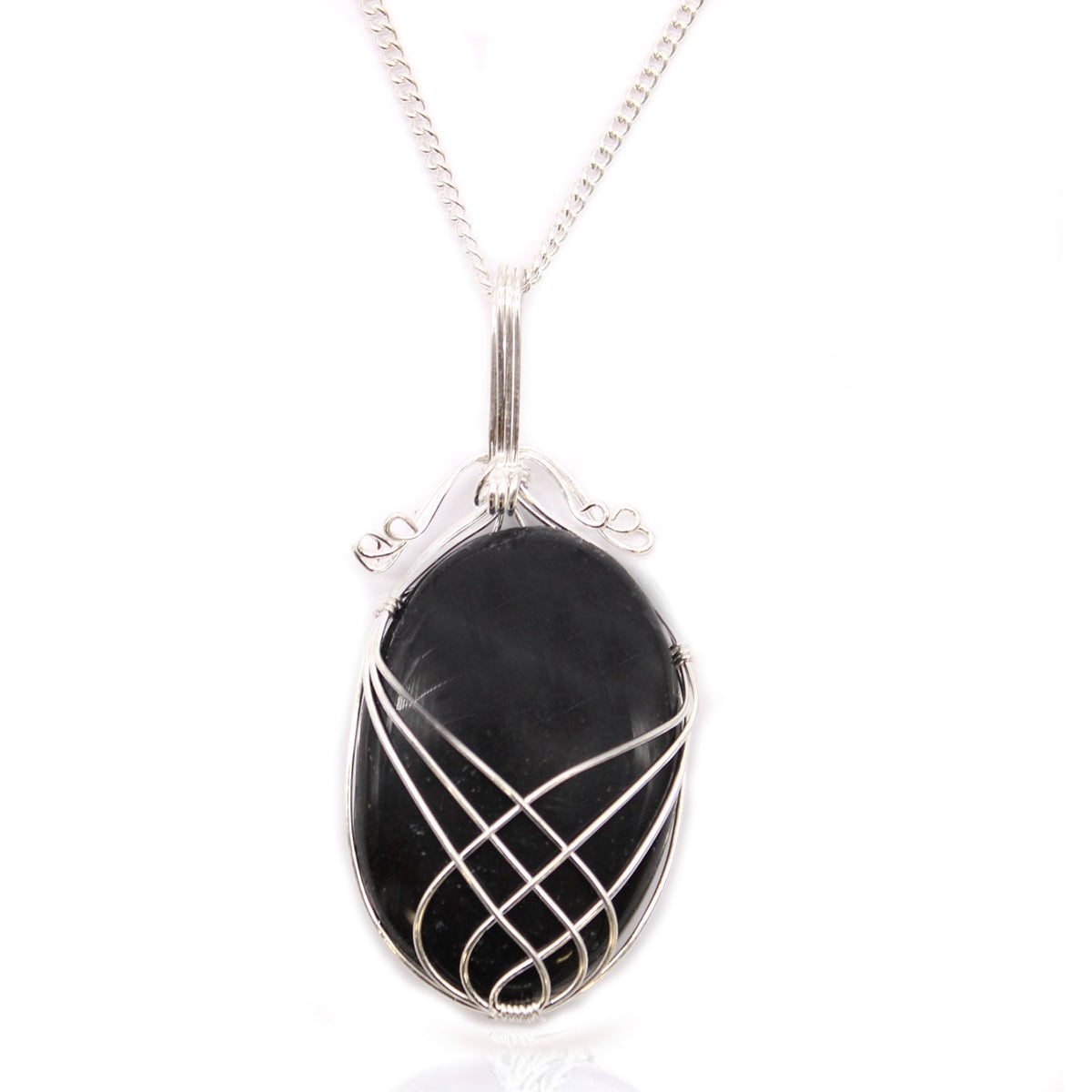 Collana con Pietra Preziosa Avvolta a Spirale - Onice Nero