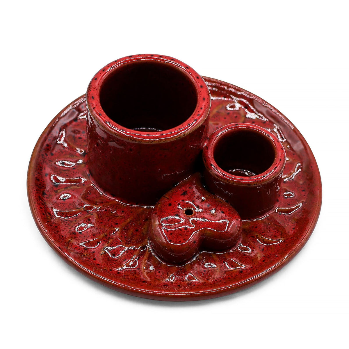 Porta Palo Santo smudge e stick- Mandala Rosso con Cuore Lucido