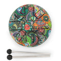 Happy Drum dal registro medio-basso – Mandala a foglie, 14 × 7 cm