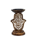 Supporto per Candela in Legno di Mango - Hamsa - Piccolo 18 × 11 cm