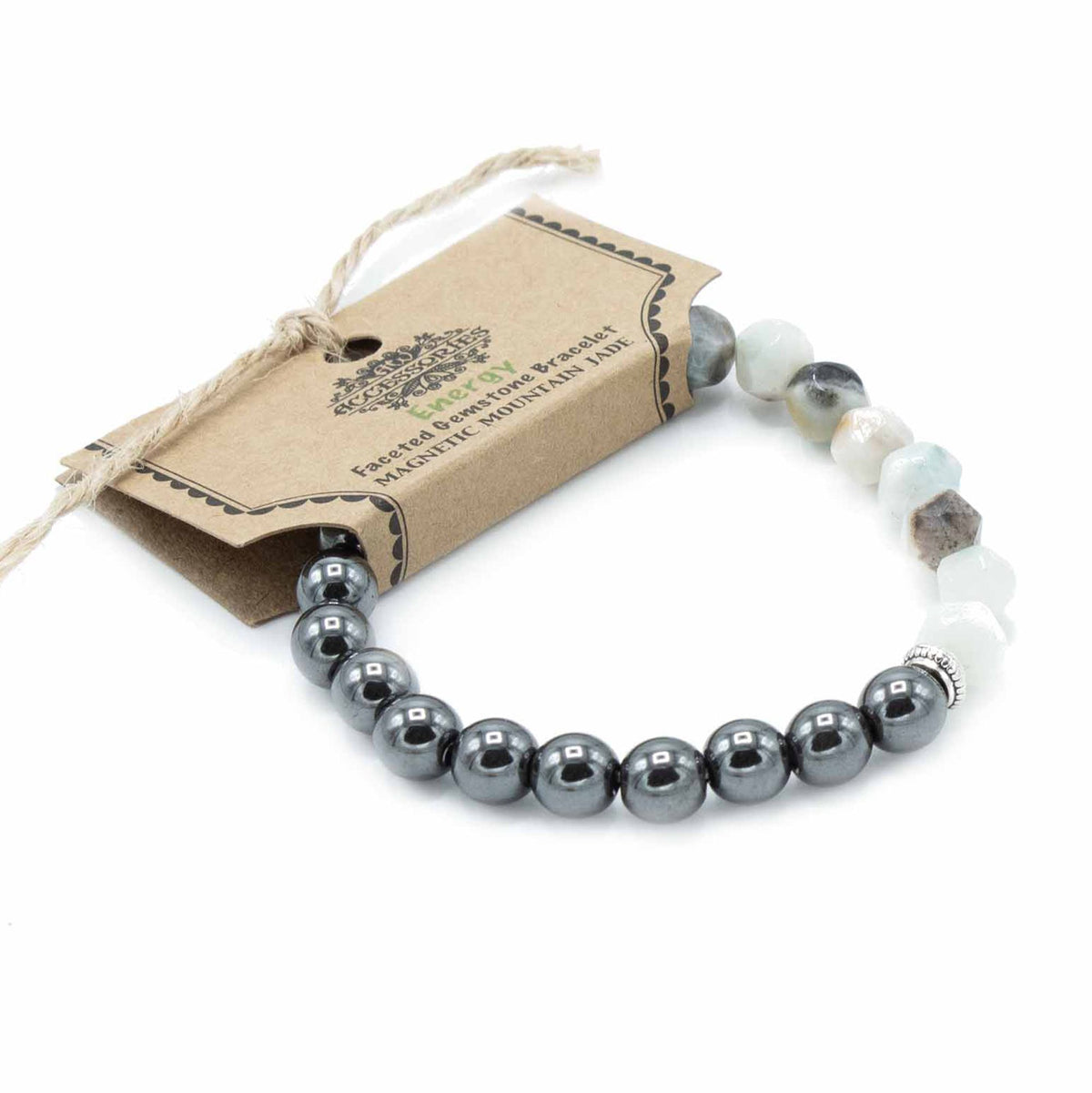 Bracciale con Gemme Sfaccettate - Giada di Montagna Magnetica