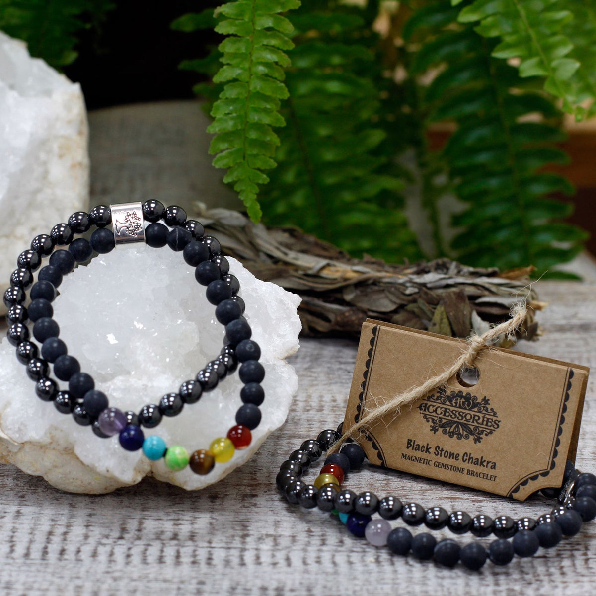 Bracciale Magnetico in Pietra Preziosa - Pietra Nera Chakra