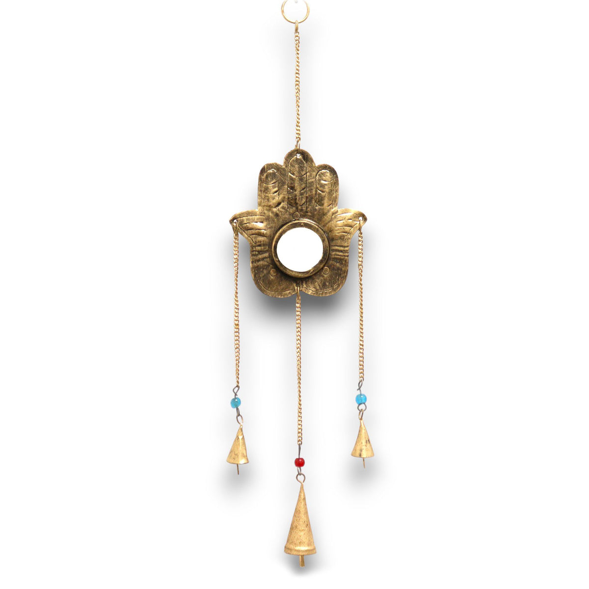 Campanelli Indiani - Hamsa Piccolo con Specchio 3 Campane - 14x55cm