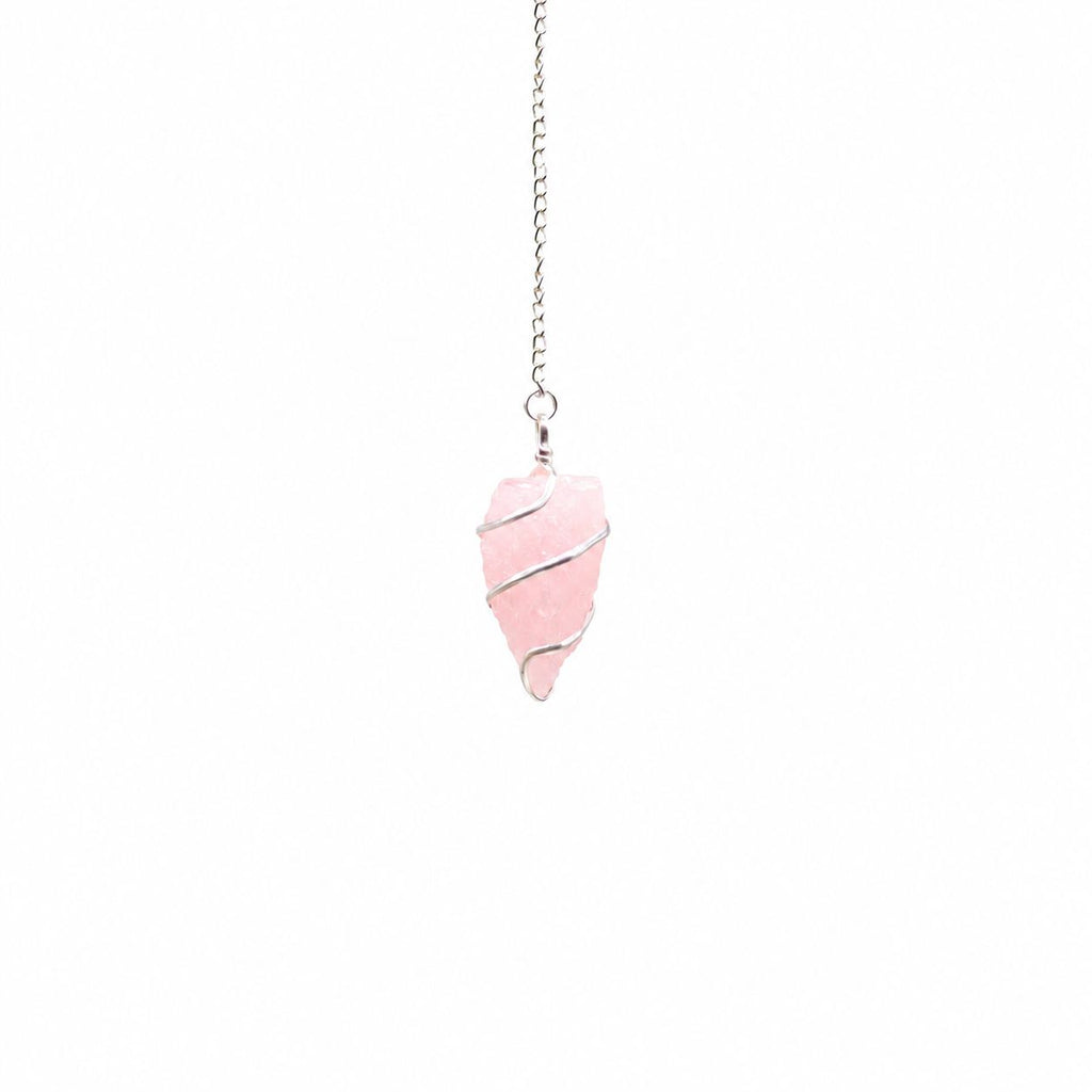 Pendolo Grezzo in Quarzo Rosa
