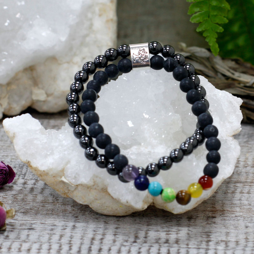Bracciale Magnetico in Pietra Preziosa - Pietra Nera Chakra