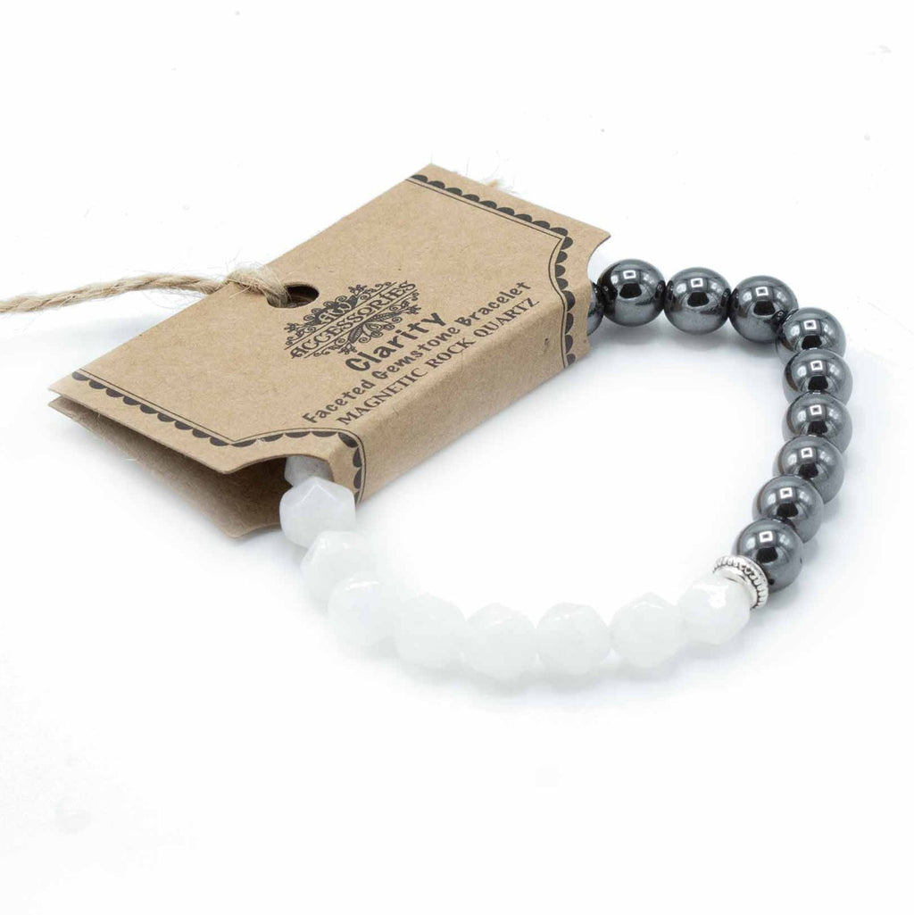 Bracciale in Quarzo di Rocca Sfaccettato - Modello Magnetico