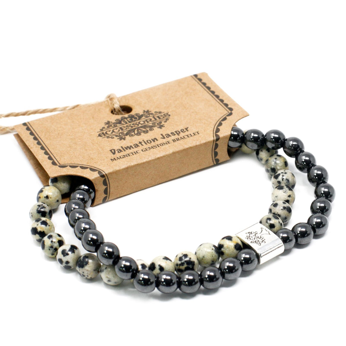 Bracciale Magnetico in Pietra Preziosa - Diaspro Dalmata