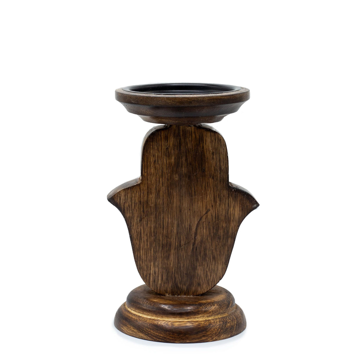 Supporto per Candela in Legno di Mango - Hamsa - Piccolo 18 × 11 cm