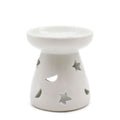 Bruciatore piccolo in ceramica bianca - Luna e Stella