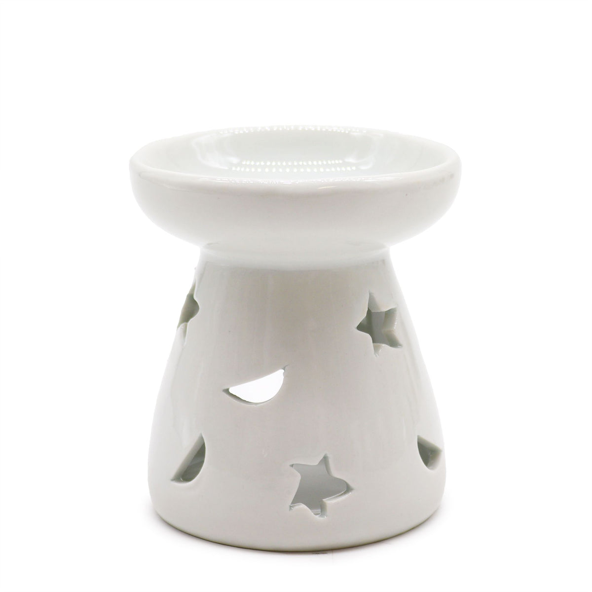 Bruciatore piccolo in ceramica bianca - Luna e Stella