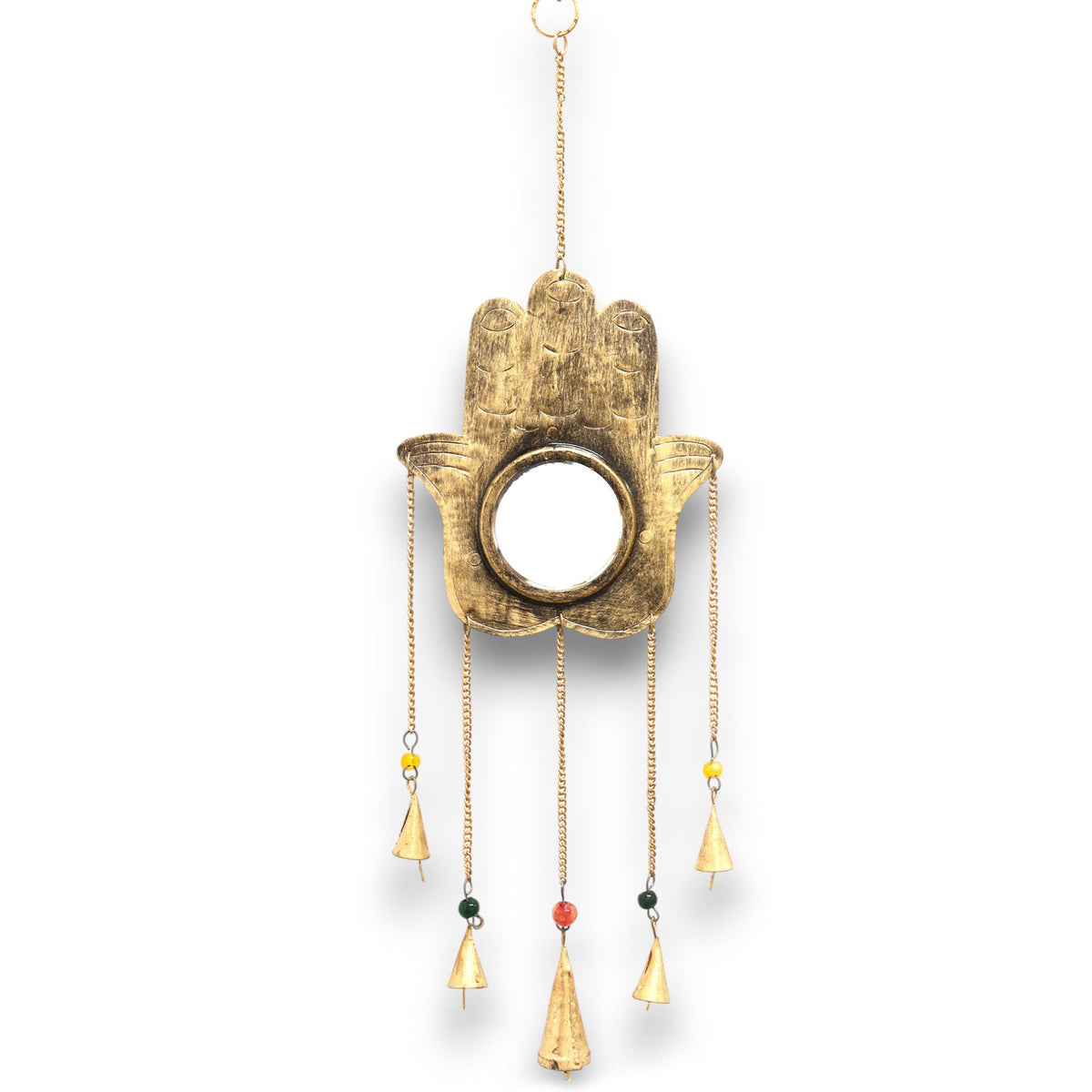 Campanelli Indiani - Hamsa Grande con Specchio 5 Campane - 19x65cm