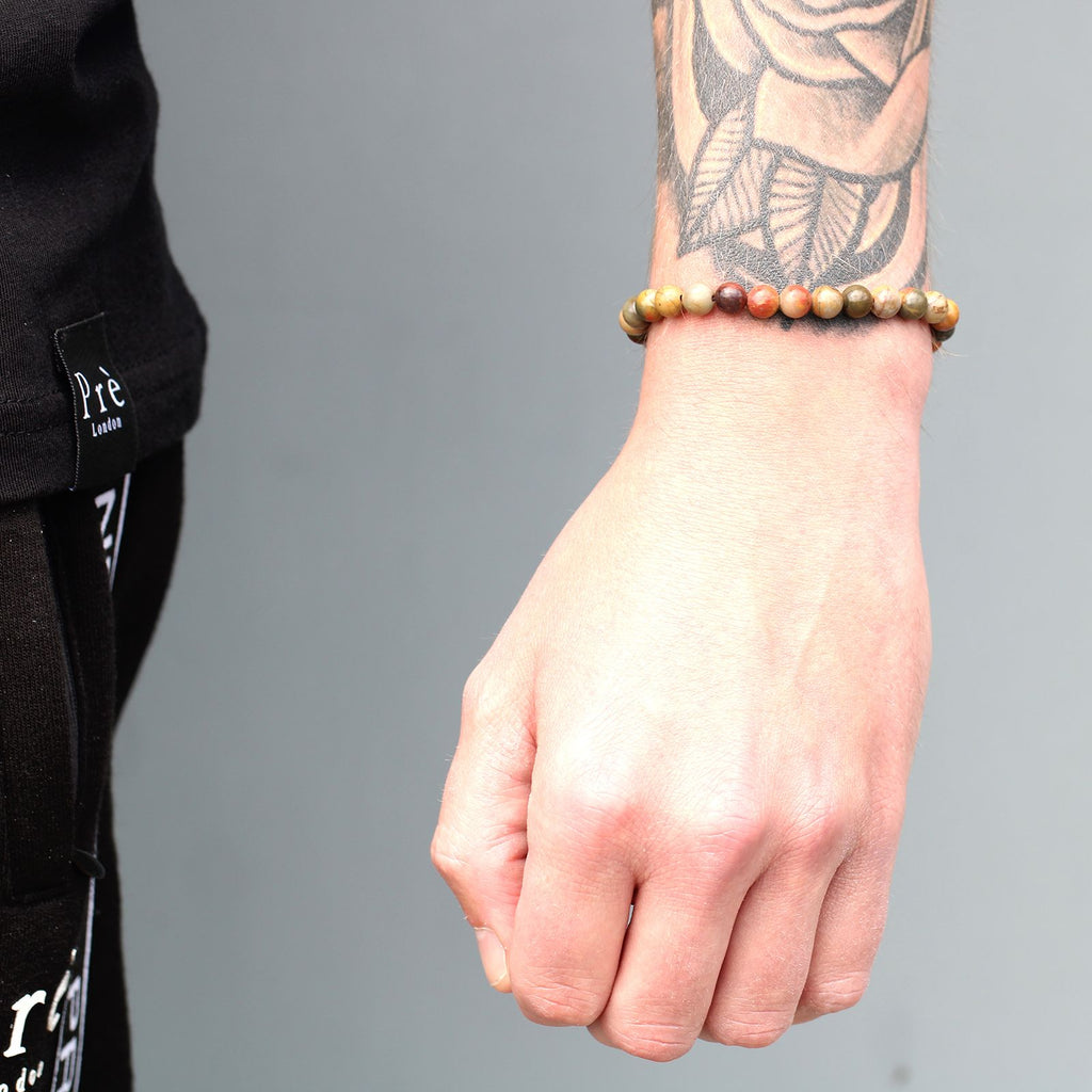 Bracciale con Cordino Nero Placcato Oro 18K - Occhio di Tigre