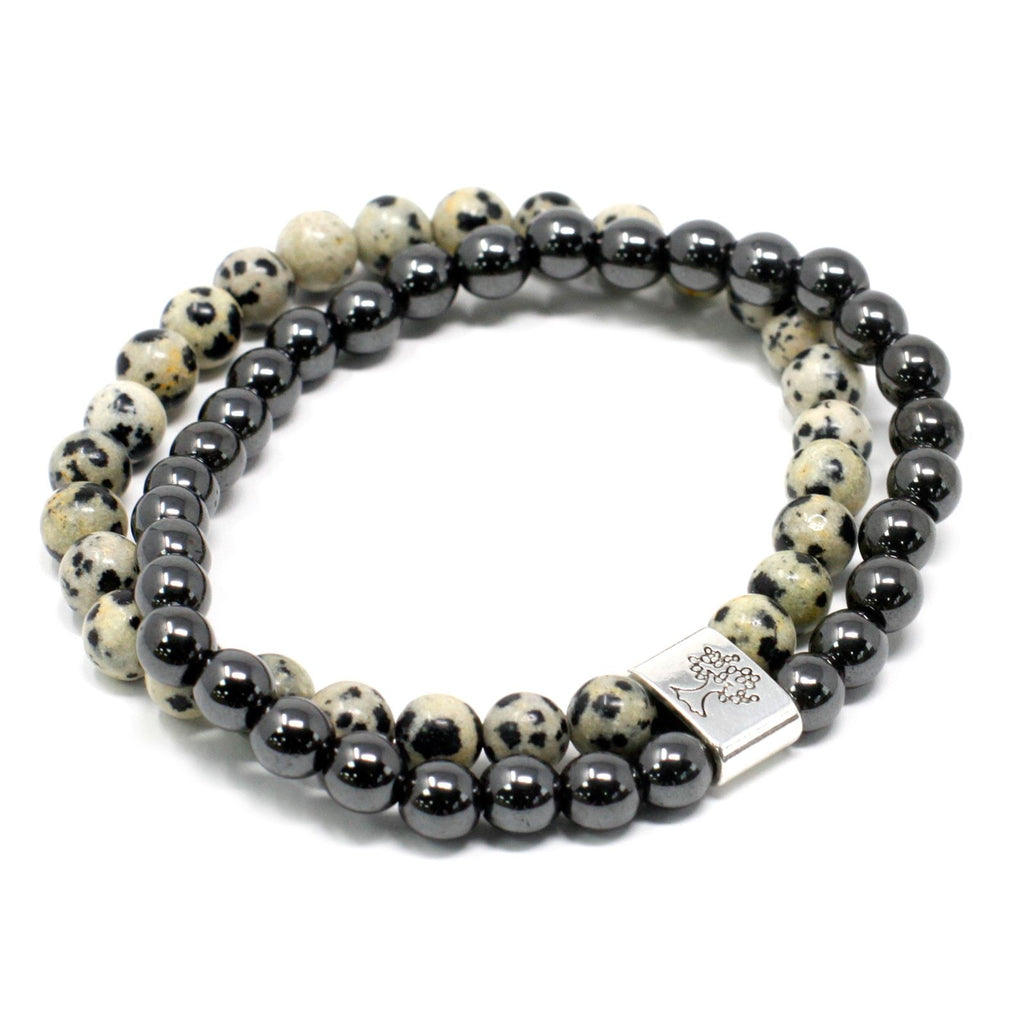 Bracciale Magnetico in Pietra Preziosa - Diaspro Dalmata