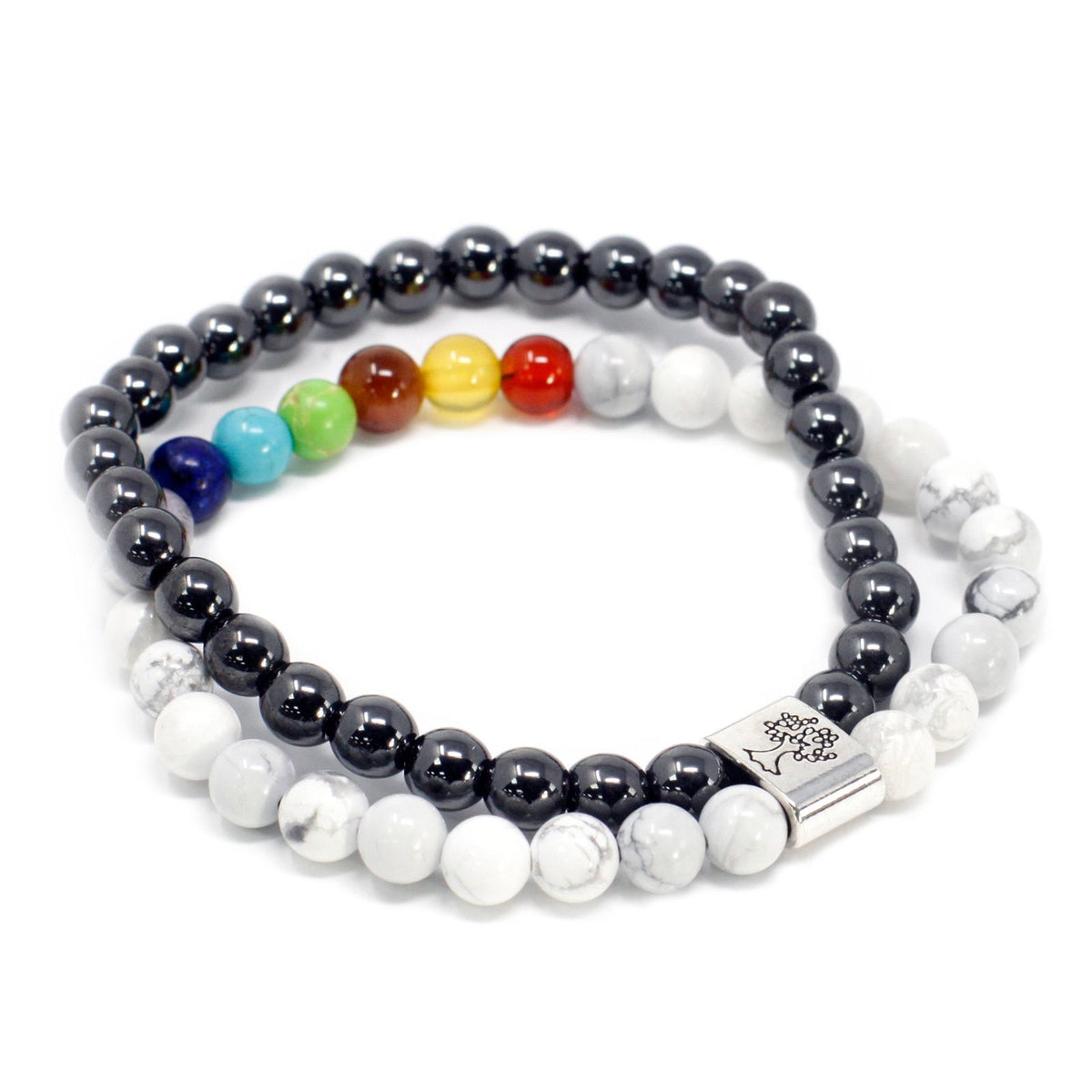 Bracciale Magnetico in Pietra Preziosa - Howlite Bianca Chakra