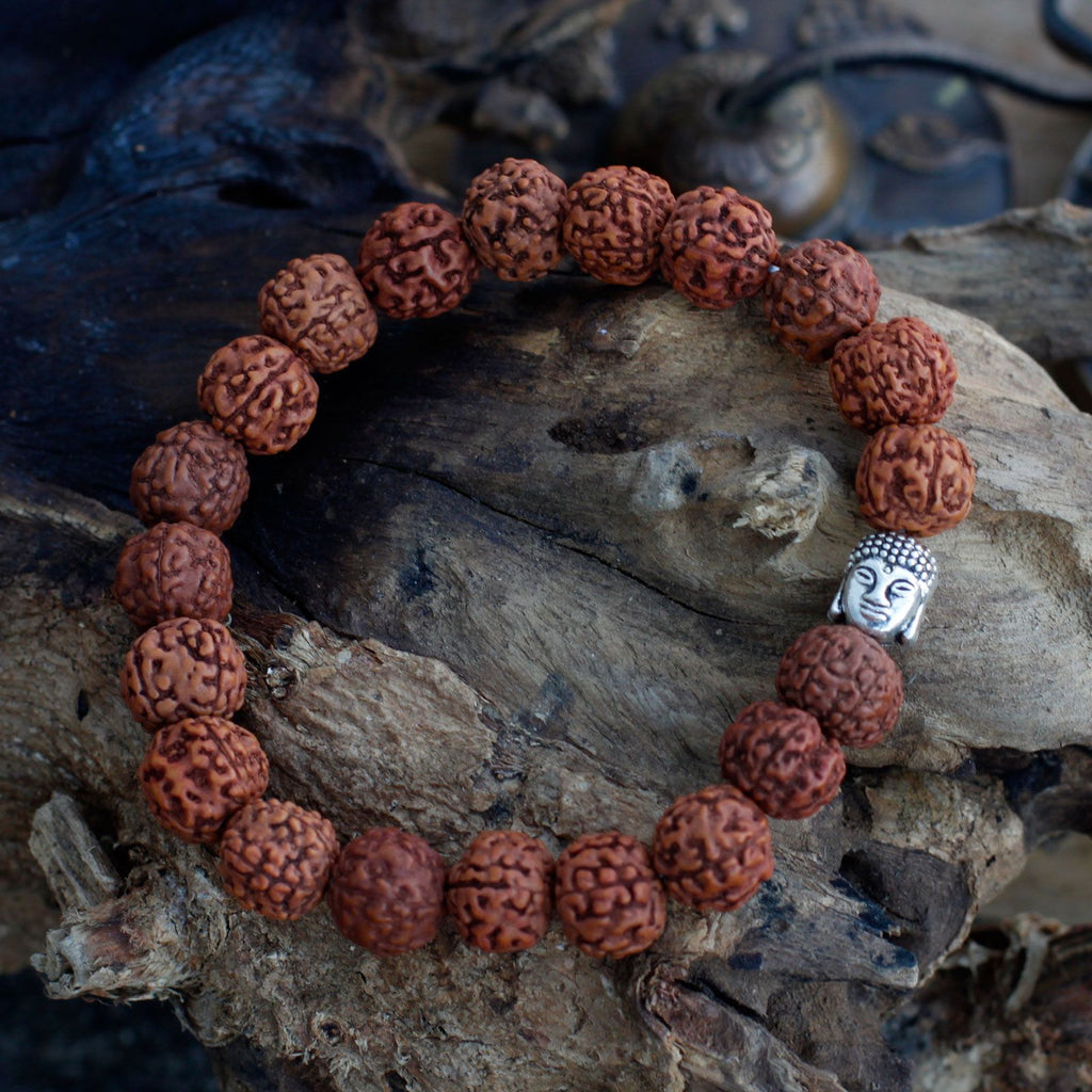 Mala Bracciale Buddha Rudraksha - Marrone