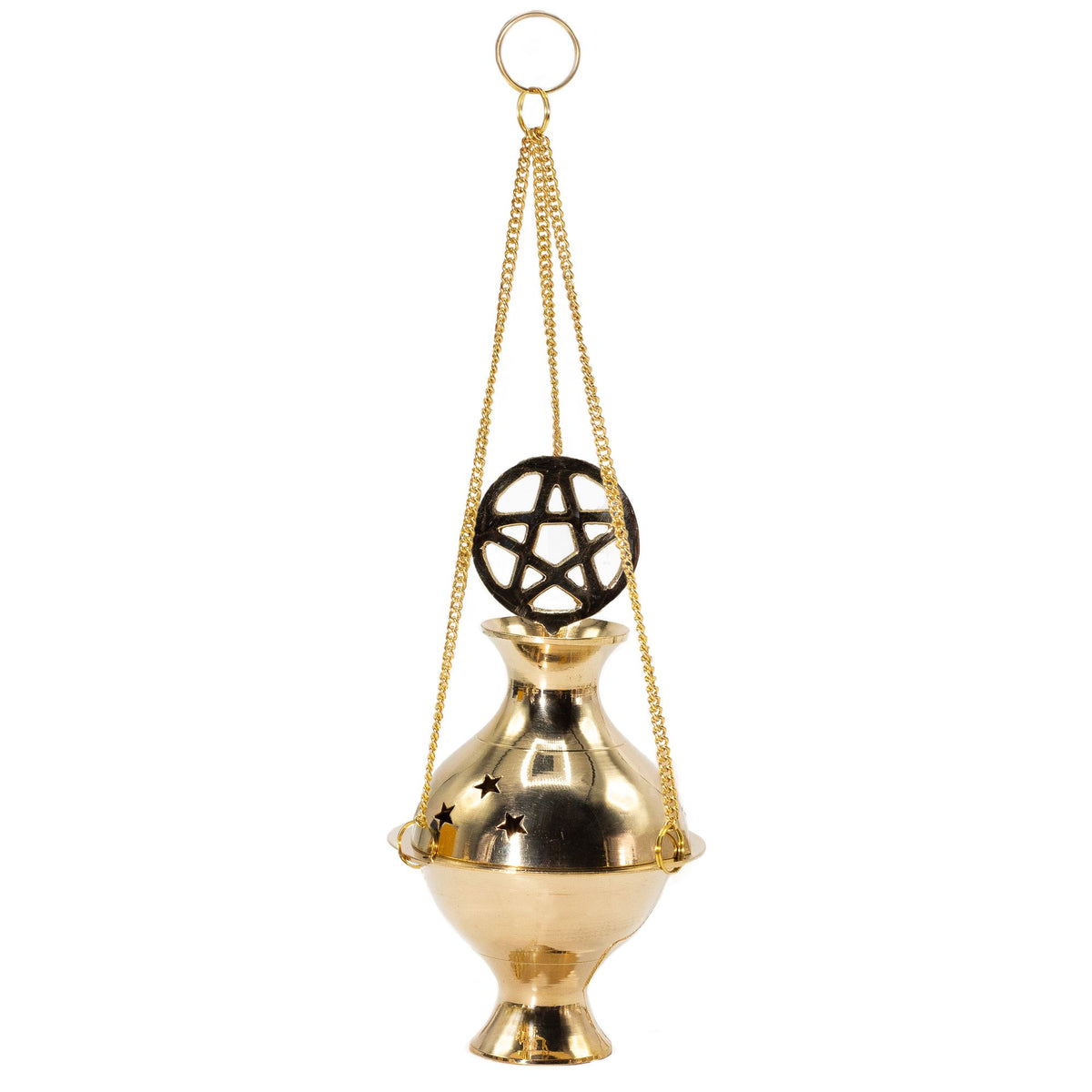 Bruciaincenso Sospeso in Ottone - Pentagramma, 7,5 x 14 cm