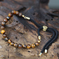 Bracciale con Cordino Nero Placcato Oro 18K - Occhio di Tigre