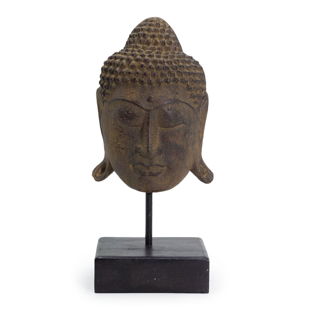 Testa di Buddha Serenity Grande su Piedistallo - Grigia