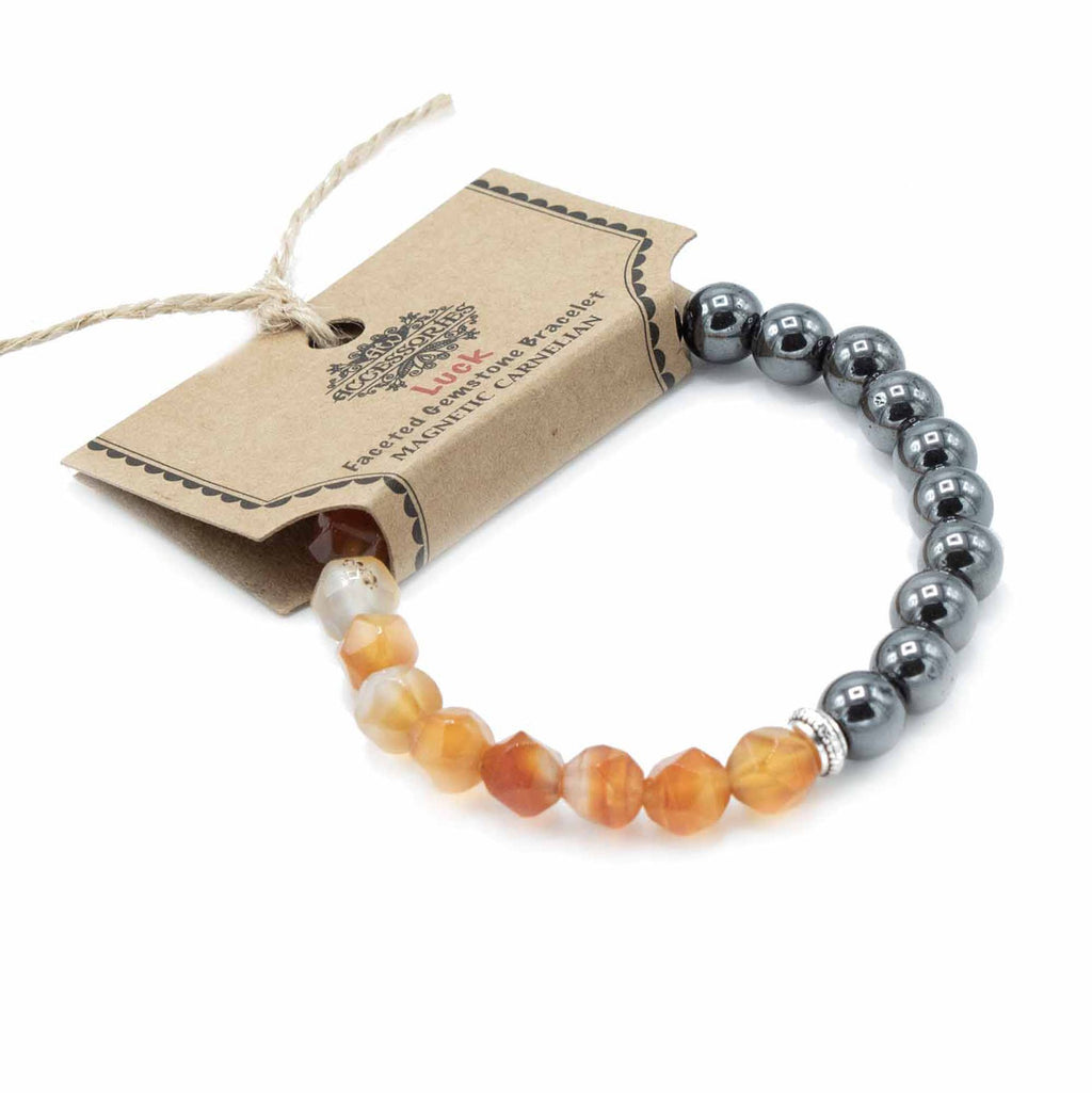 Bracciale con Gemme Sfaccettate - Corniola Magnetica