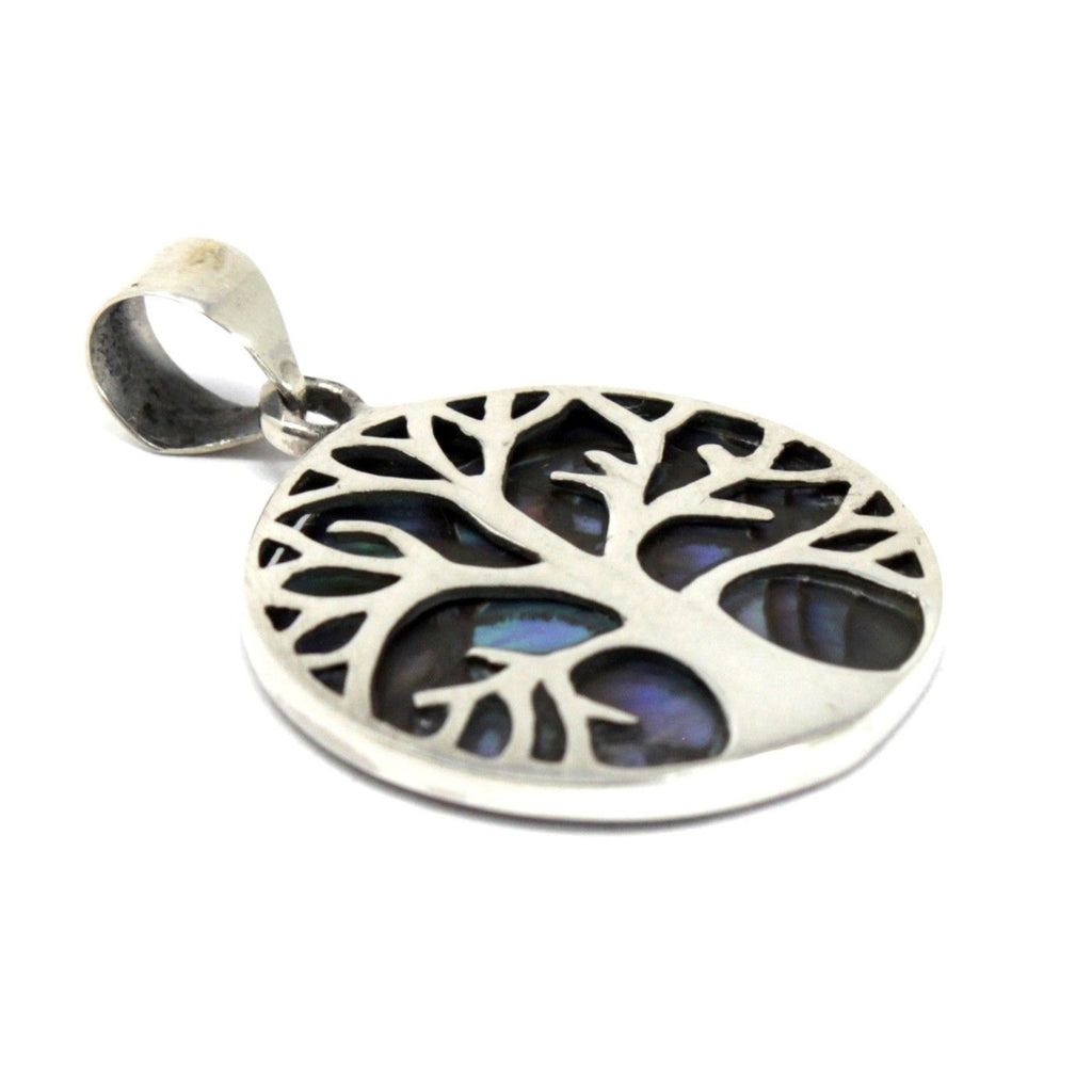 Ciondolo Argento Albero della Vita 22mm - Abalone