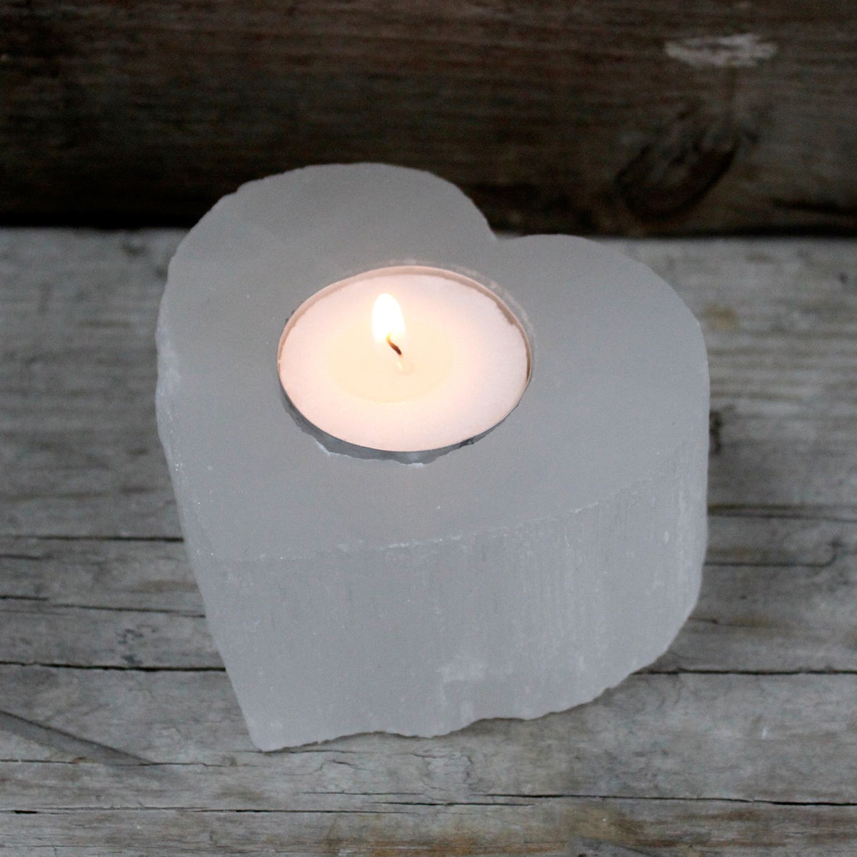 Portacandela a Cuore in Selenite