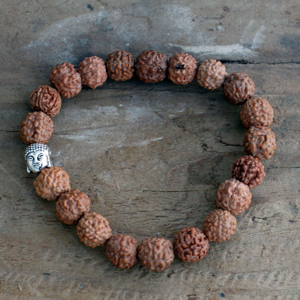 Mala Bracciale Buddha Rudraksha - Marrone