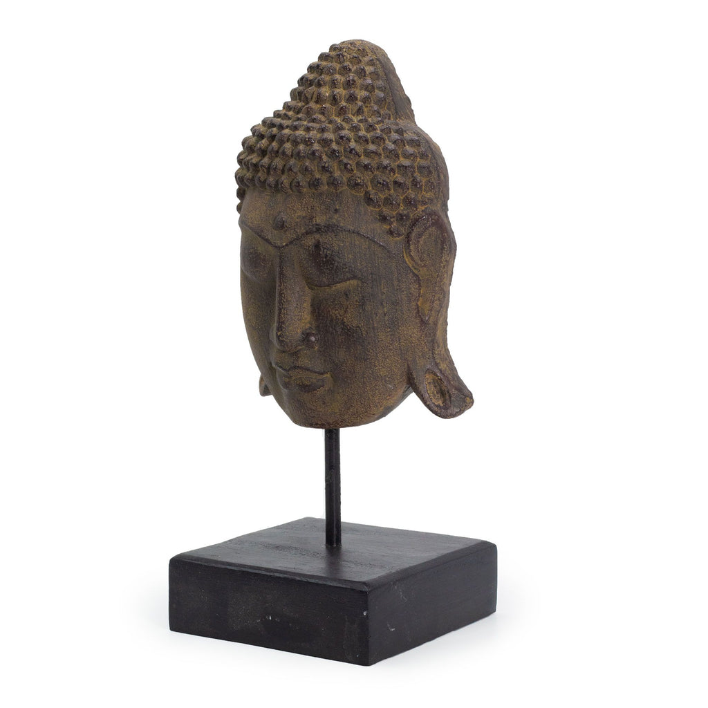 Testa di Buddha Serenity Grande su Piedistallo - Grigia