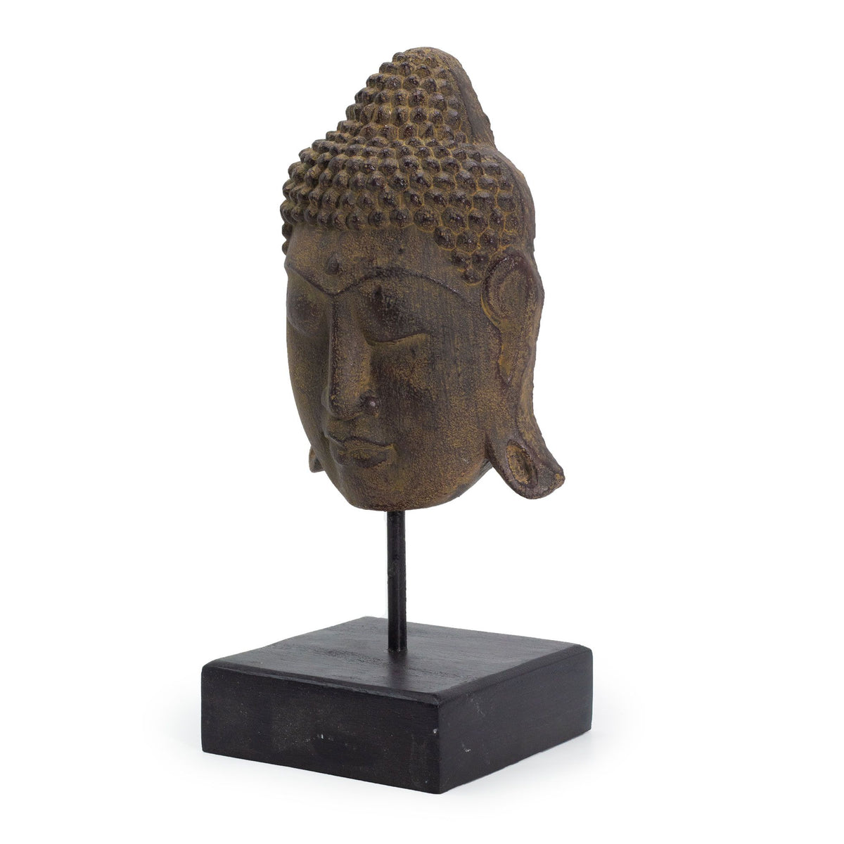 Testa di Buddha Serenity Grande su Piedistallo - Grigia