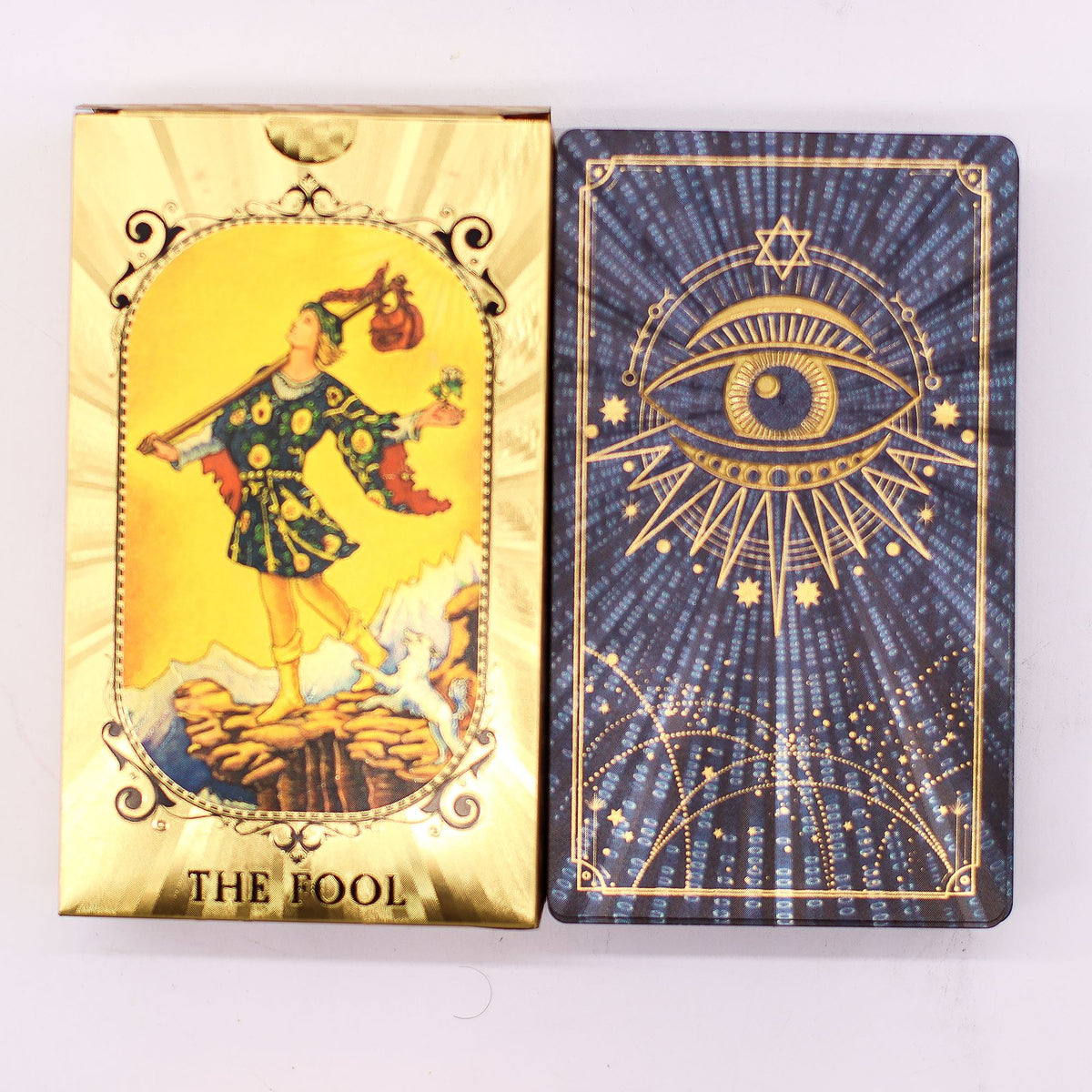 Set di Tarocchi Blu e Oro con Occhio Onniveggente e Libretto