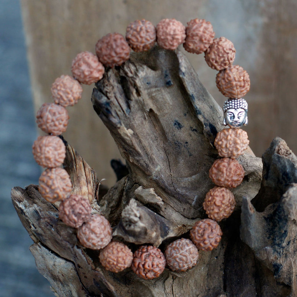 Mala Bracciale Buddha Rudraksha - Marrone