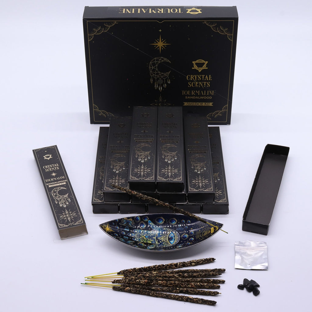 Incenso Crystal Scents con Tormalina - Sandalo, 10 Bastoncini