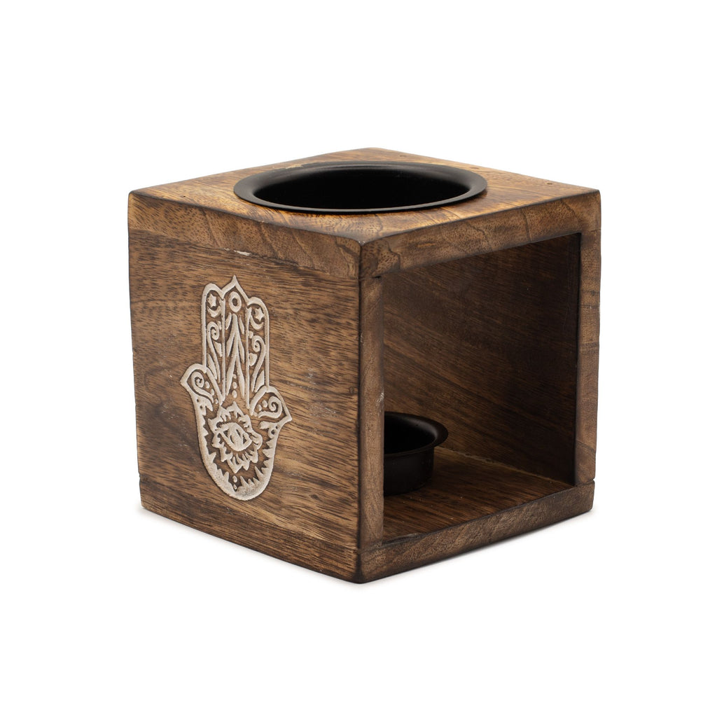 Bruciaessenze Quadrato in Legno di Mango - Hamsa